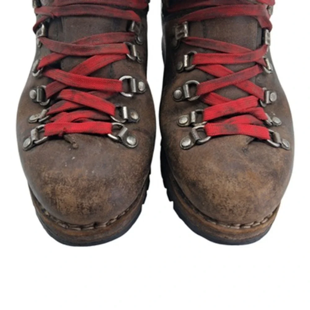 Vintage Raichle LeatherBoots Mens Size 9 Wide Brown Hiking Vibram Ankle Trail